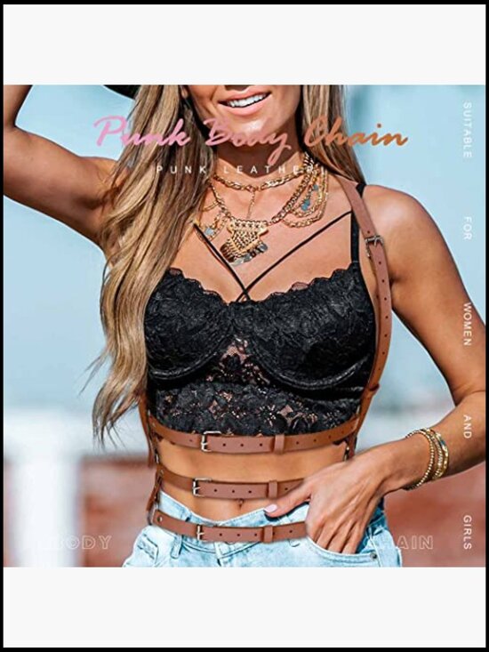 Punk Leather Body Harness Adjustable Goth Rave Festival Fashion Accessory main image 5